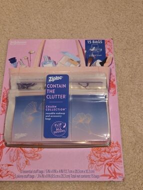 Ziploc Charm Collection Reusable Makeup Bags - Pink & Blue